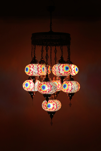 9in1 No3 Size Antique Mosaic Chandelier